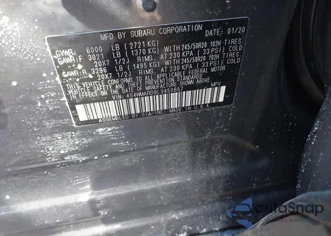 2020 Subaru Ascent Touring from USA, damaged, VIN 4S4WMARD9L3450657